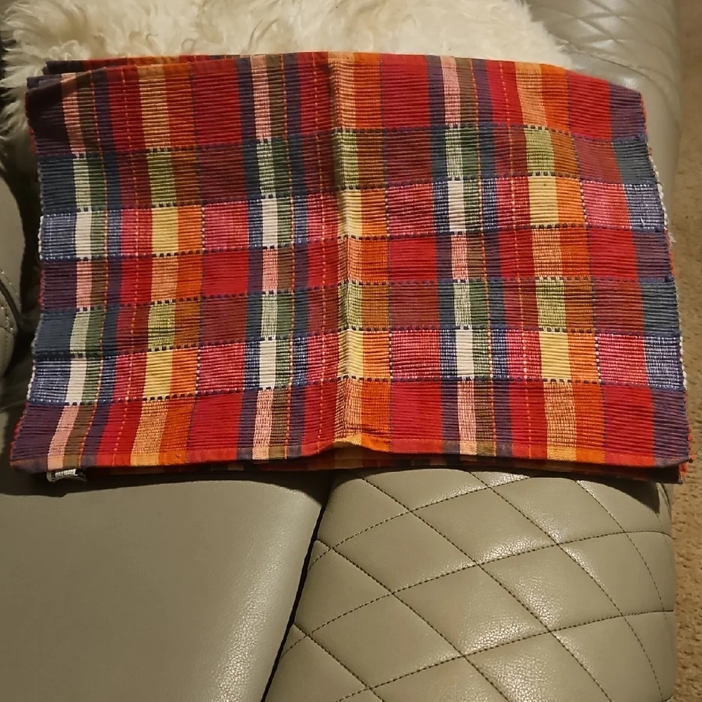 Pier 1 Multicolor Striped Fabric 8 Placemats